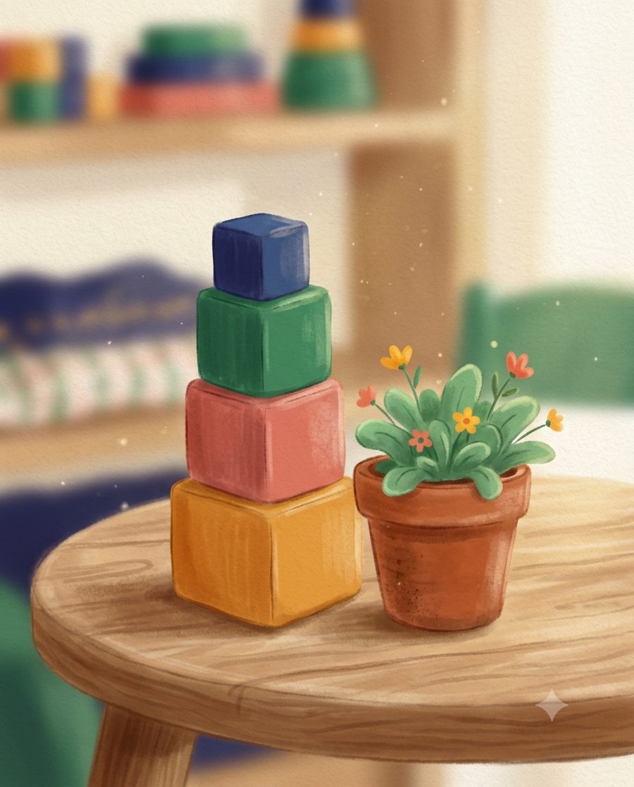 Play Group activity corner with building blocks and toys