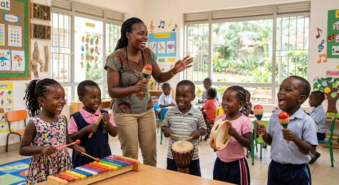 Music session with maracas and xylophone